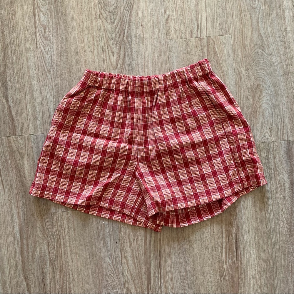 Brandy Melville Red Plaid Logan Shorts